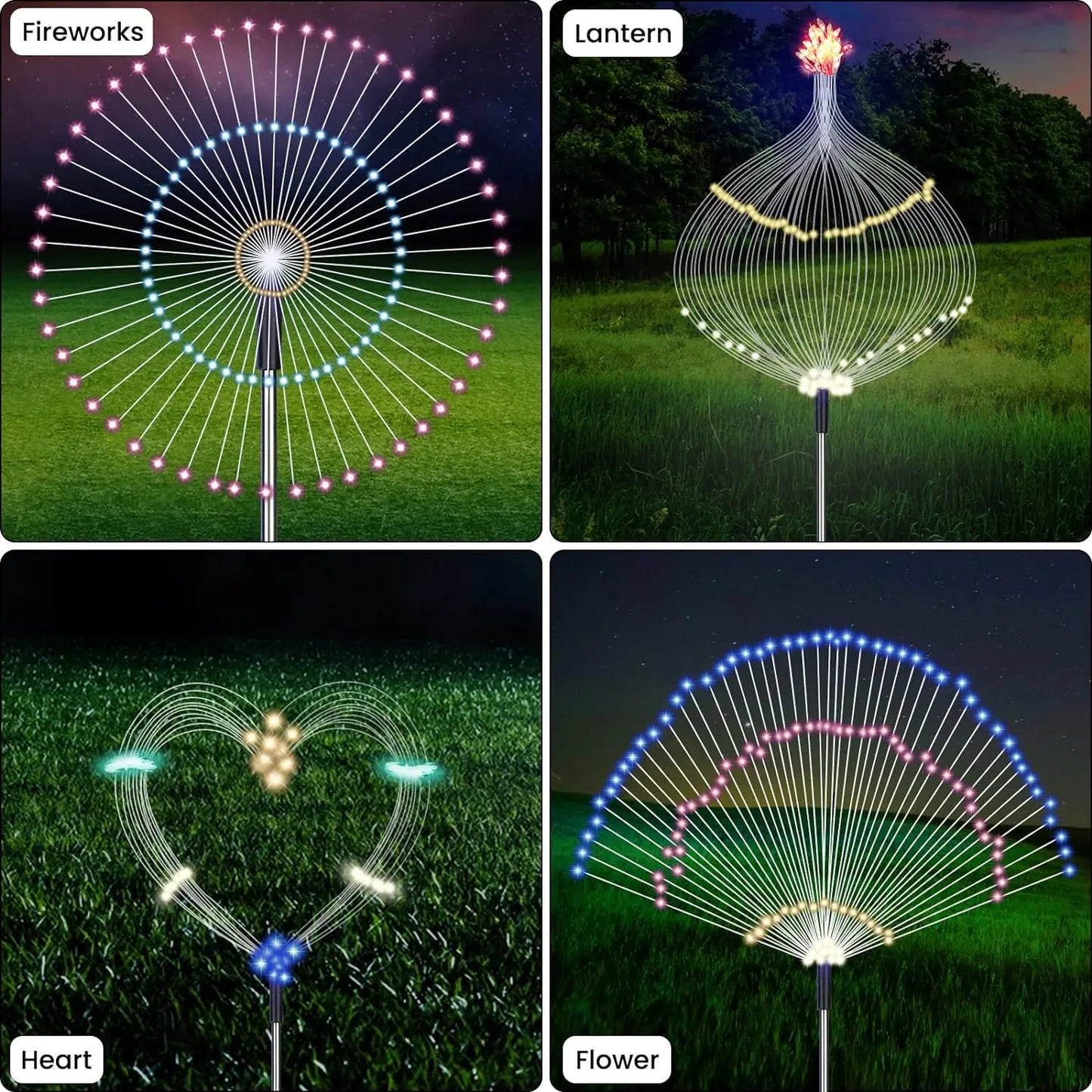 Waterproof Solar Fireworks Lights with Remote 5 Pack