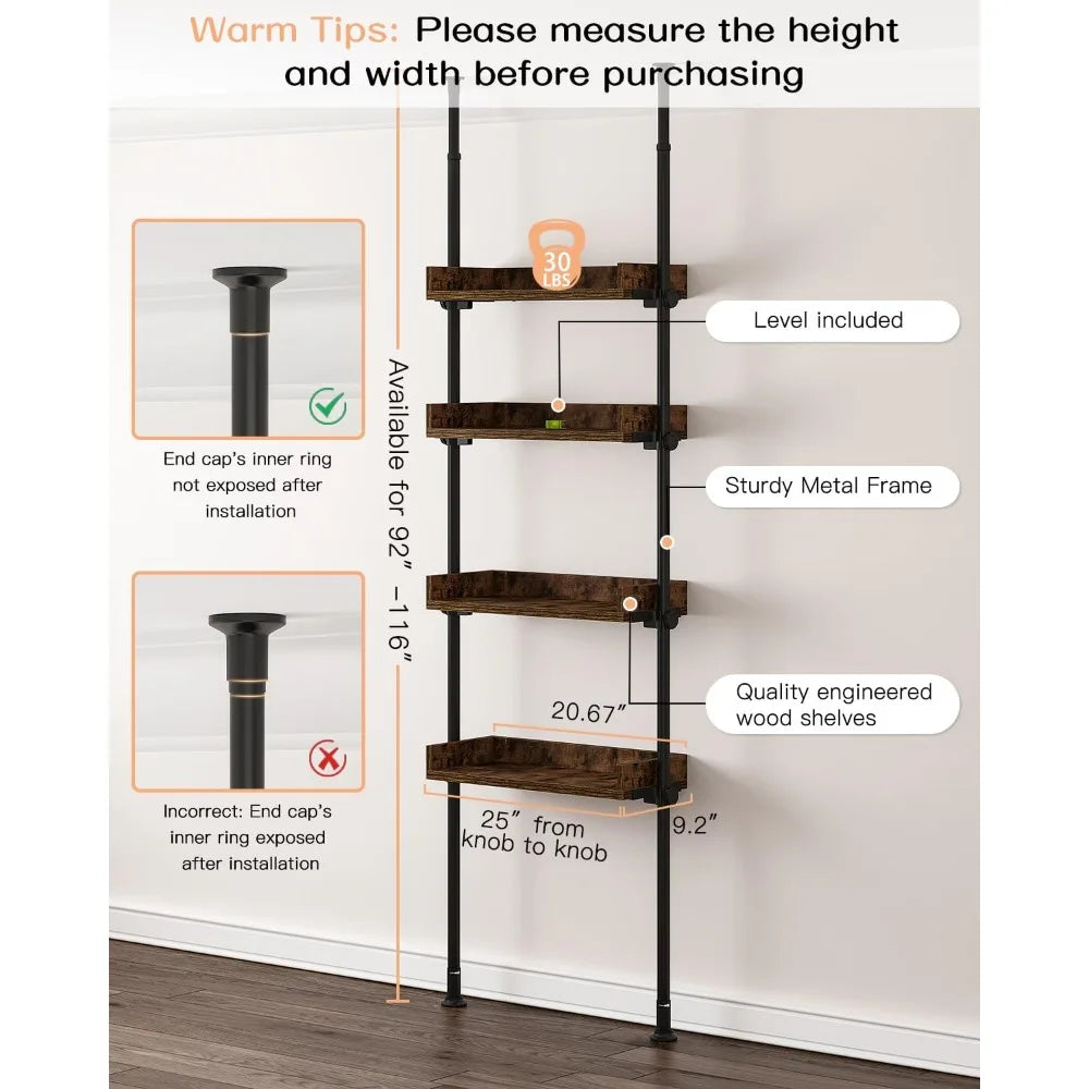 Bathroom Organizer, Over the Toilet Storage, 4-Tier