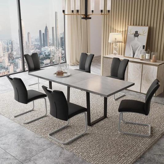 Modern Mid-Century Dining Table Set for 6-8 People