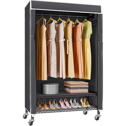 Rolling Clothes Rack with Cover