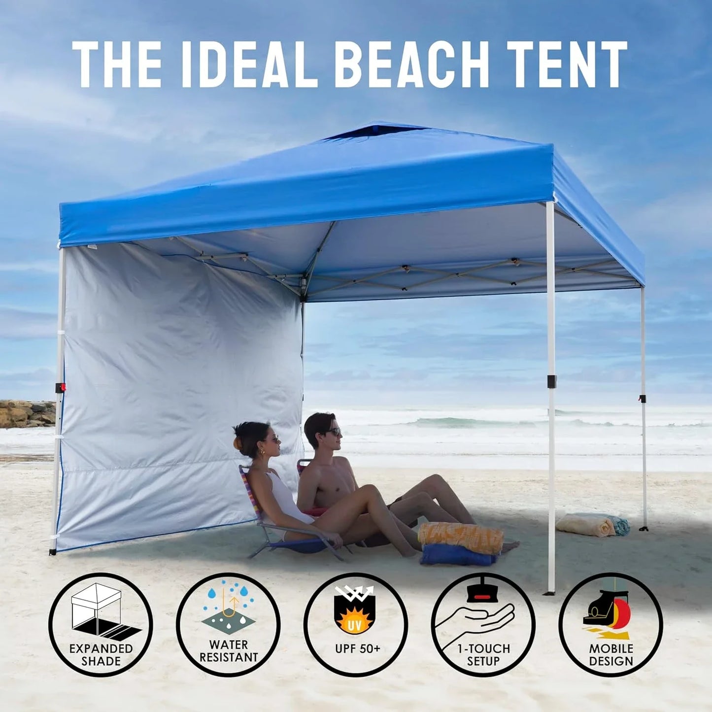 Canopy Tent, 10 x 10 Foot Portable Pop Up Outdoor Shelter with 1 Sidewall