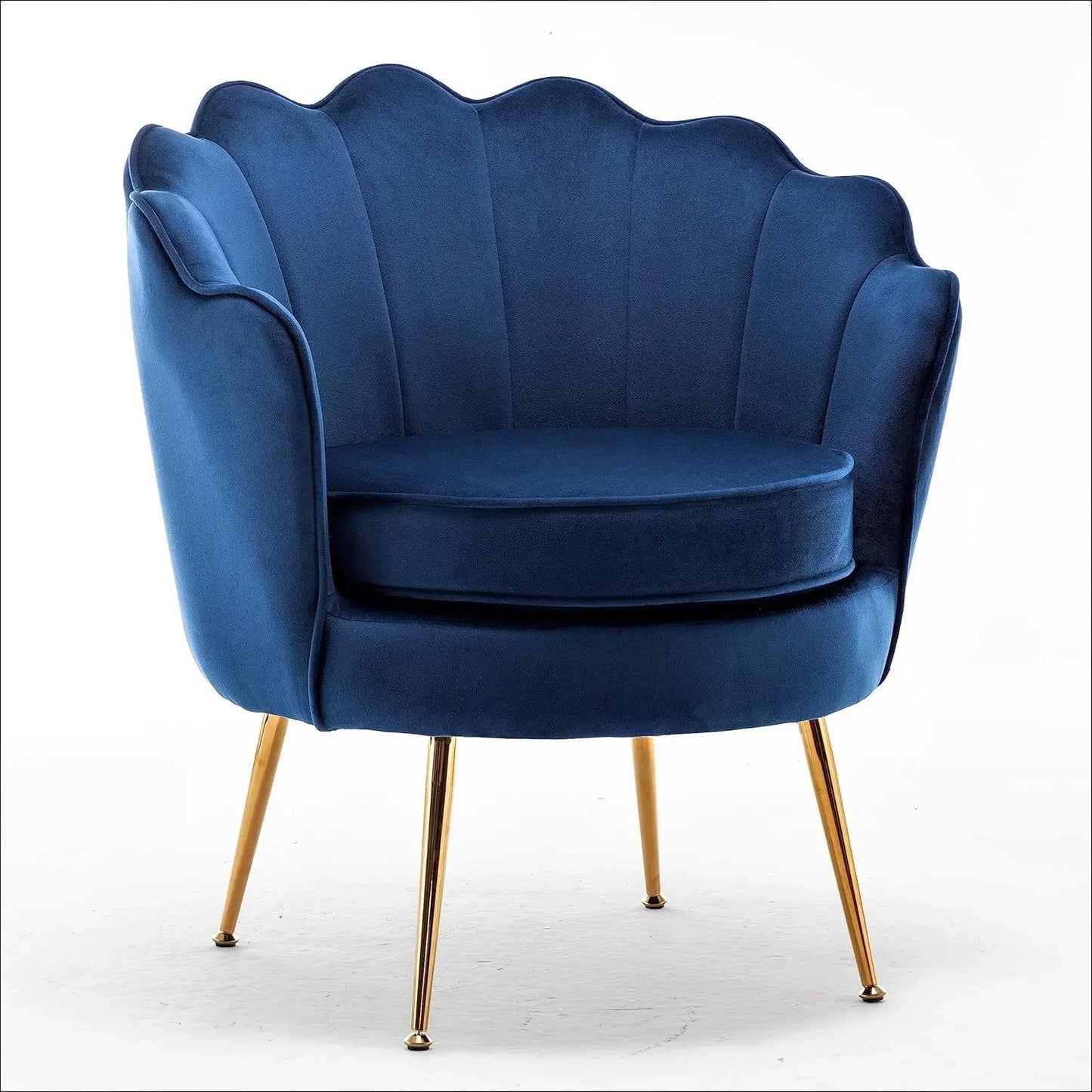 Wide Velvet Barrel Chair With Gold Metal Legs