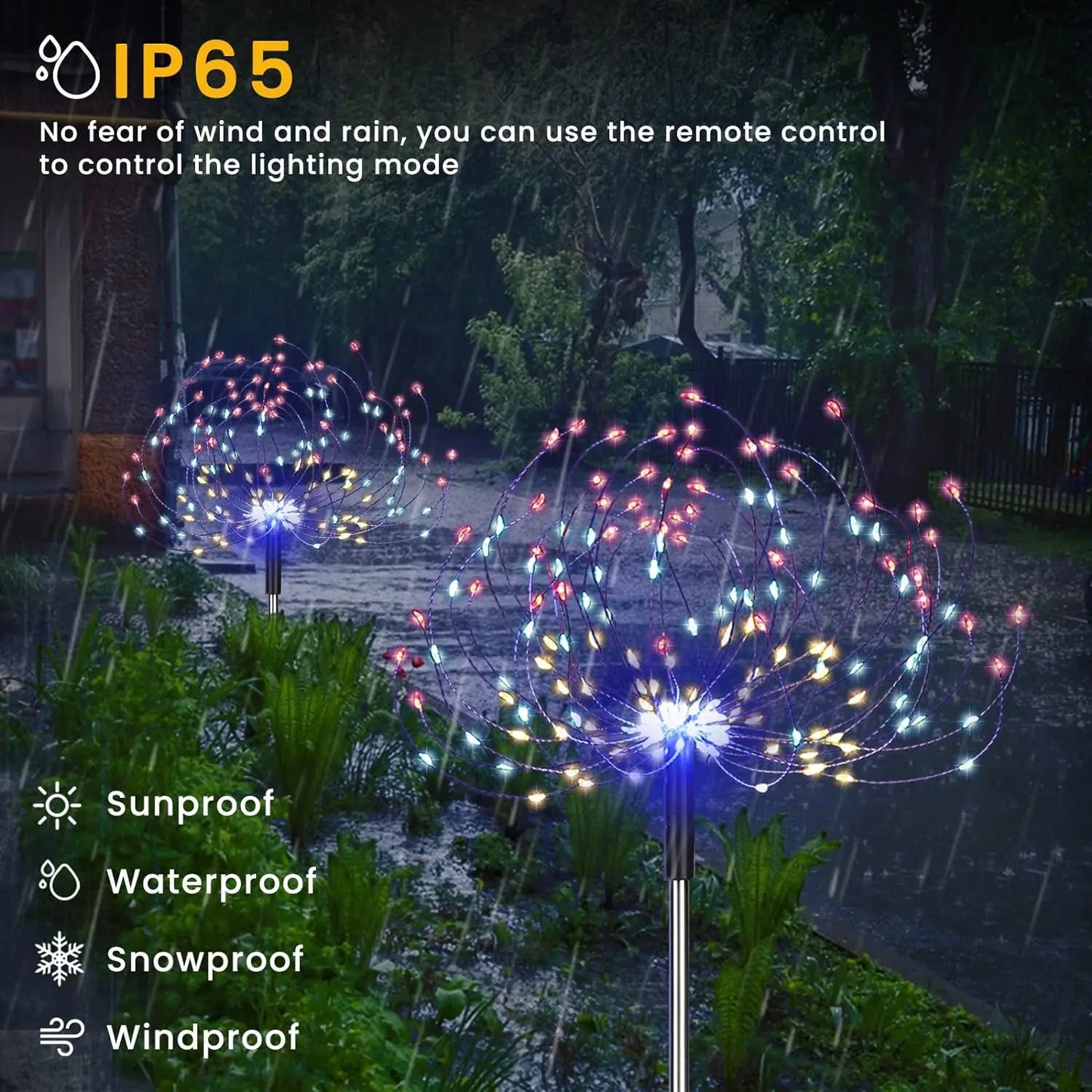 Waterproof Solar Fireworks Lights with Remote 5 Pack